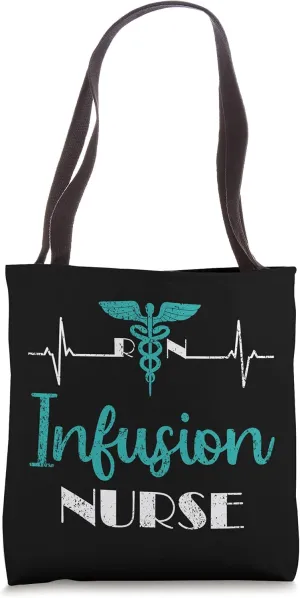Infusion Nurse RN Heartbeat EKG Chemotherapy Therapy Nurse Tote Bag