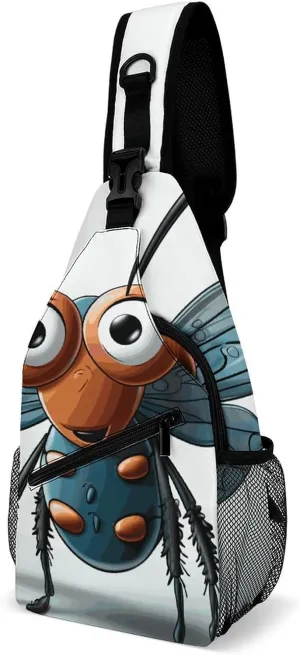 Insect Wings Eyes Sling Bag Crossbody Chest Bag Casual Shoulder Backpack Sport Travel Hiking Daypack for Women Men, 38x20cm, Style-5