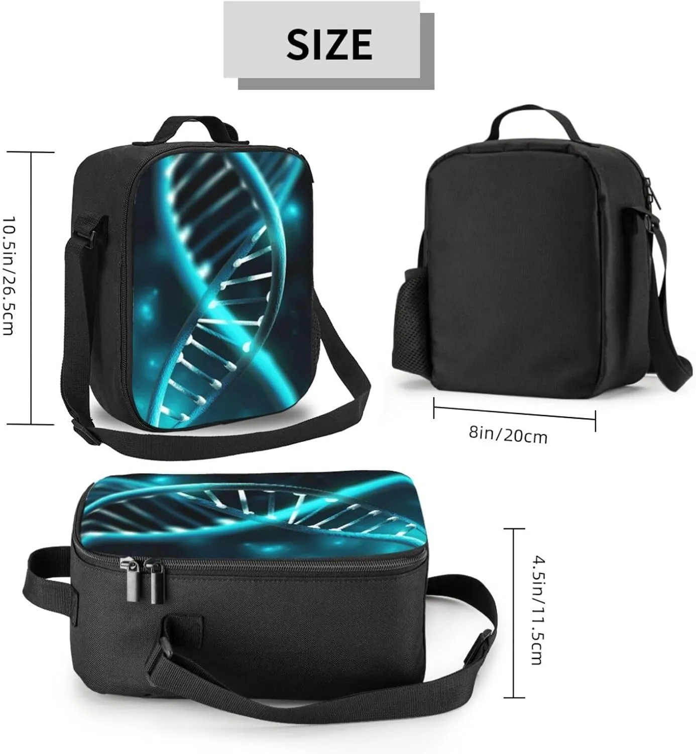 Insulated Lunch box for Men Women Reusable Lunch Bag Science Gene Strand Cooler Tote Bags for Work Picnic