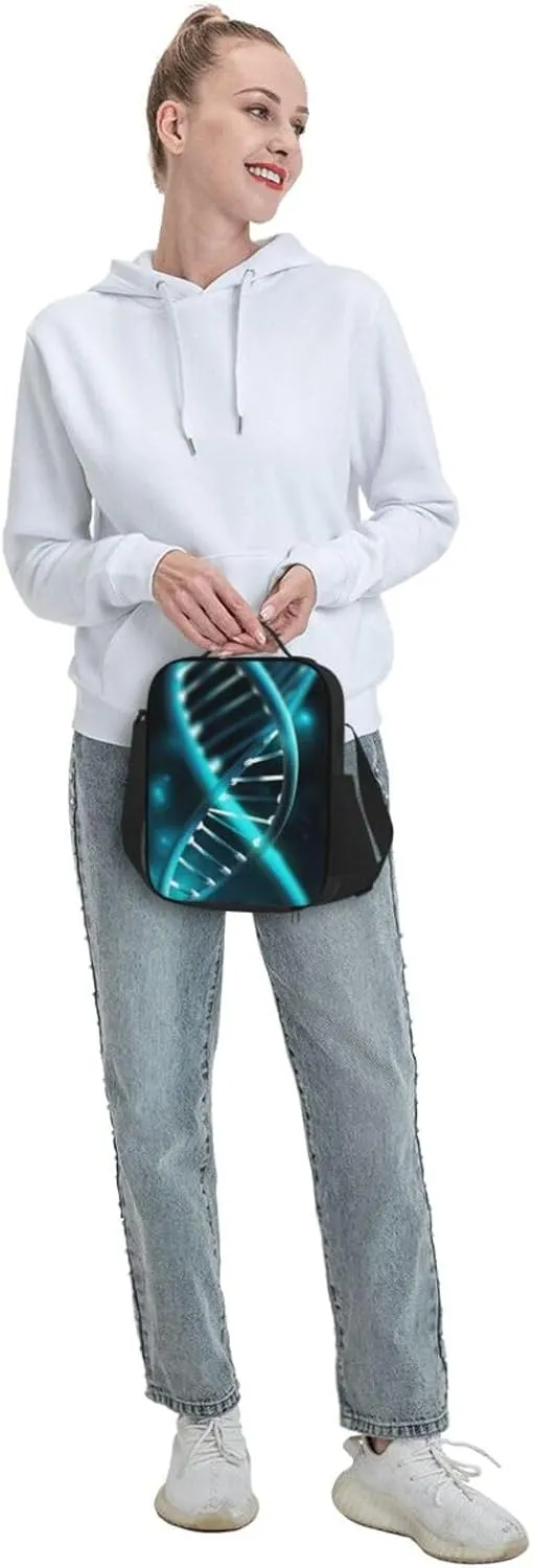 Insulated Lunch box for Men Women Reusable Lunch Bag Science Gene Strand Cooler Tote Bags for Work Picnic