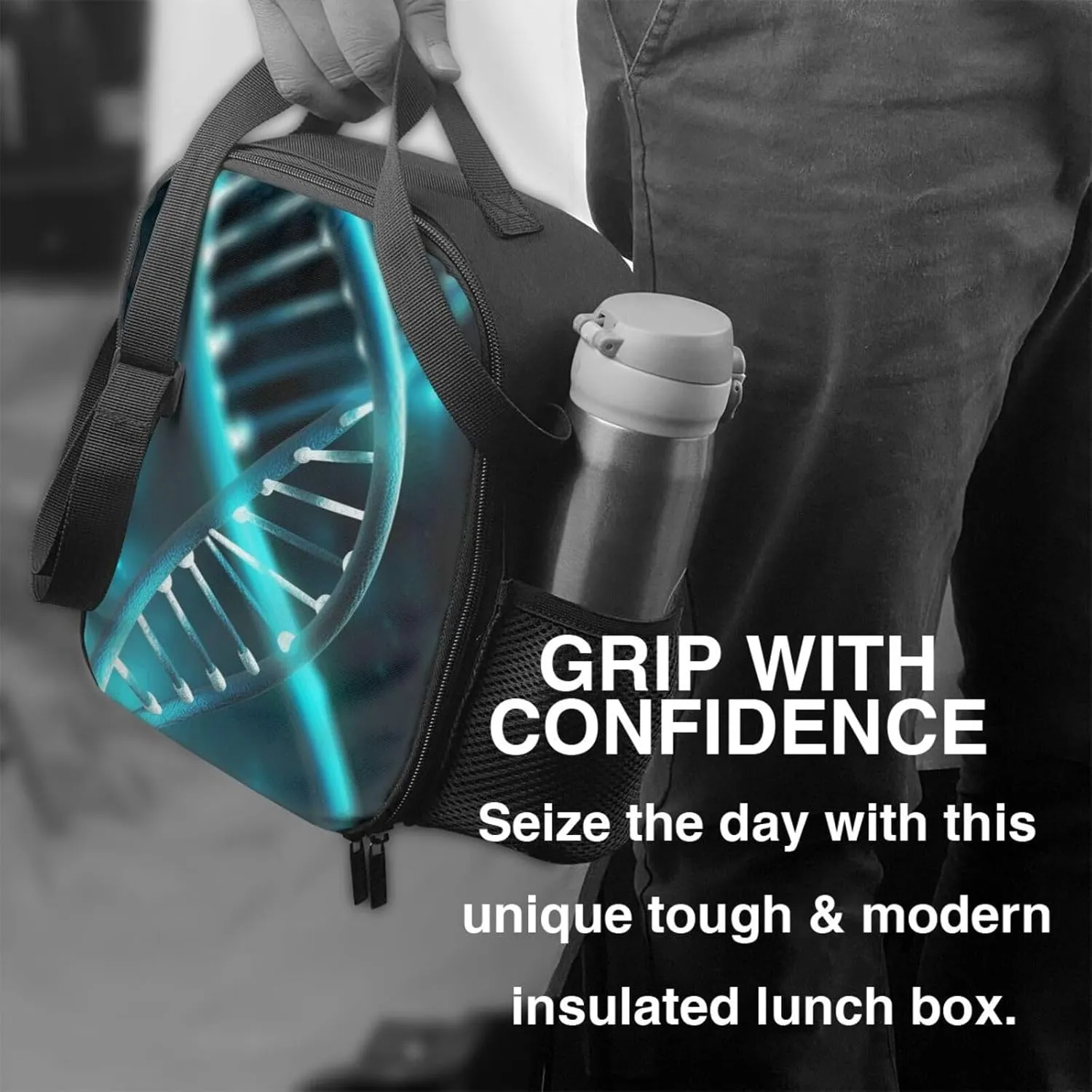 Insulated Lunch box for Men Women Reusable Lunch Bag Science Gene Strand Cooler Tote Bags for Work Picnic
