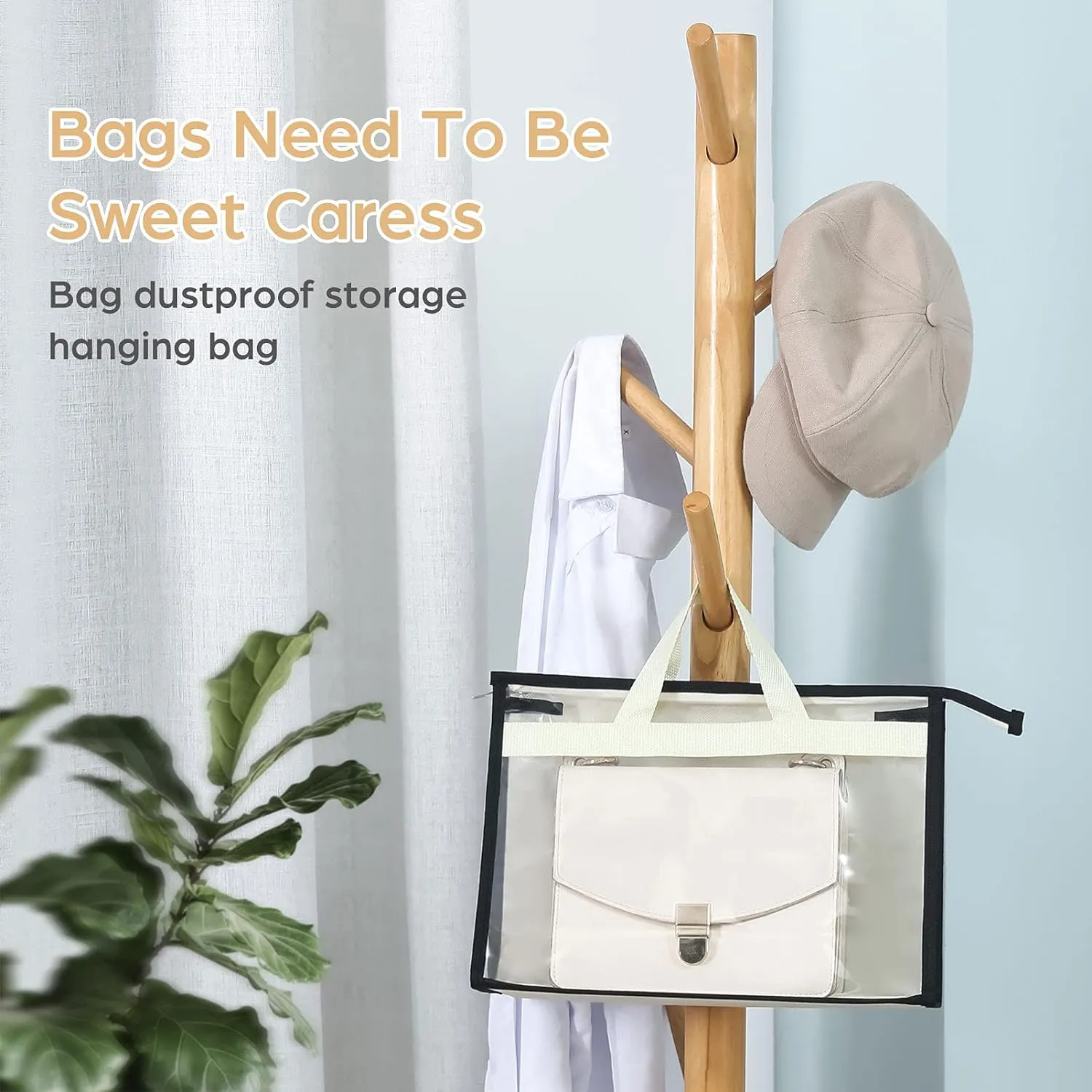 Interesse 9 Pack Dust Bags for Handbags, Clear Handbag Storage, Purse Storage Organizer for Closet, Purse Cover Hanging Closet Organizer with Zipper