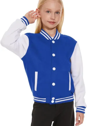 Jeecoin Kids Baseball Jackets Boys Girls Varsity Bomber Jacket Casual Lightweight Sports School Jacket