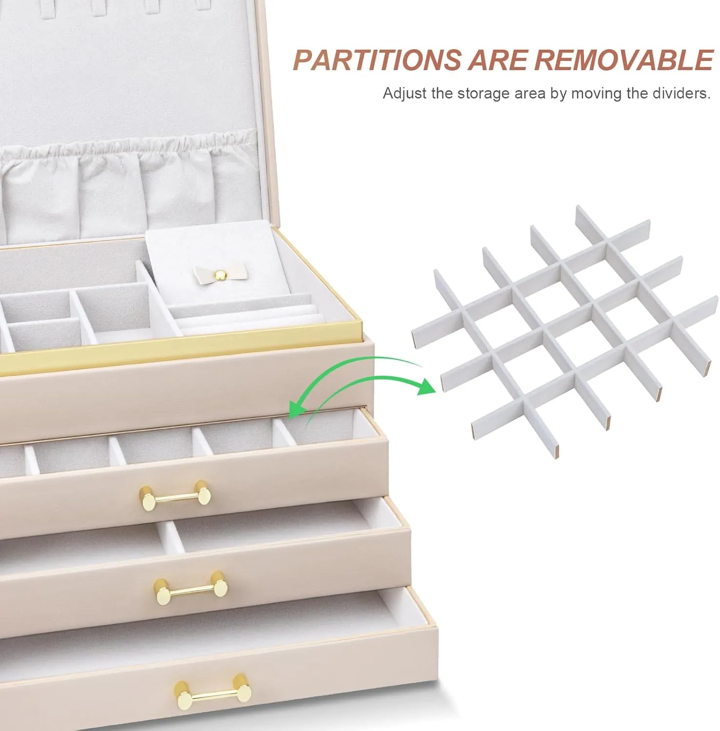 Jewelry Box Organizer for Women Girls, 4-Layer Large Jewelry boxes with 3 Drawers Jewelry Storage Case for Earrings Bracelets Necklaces