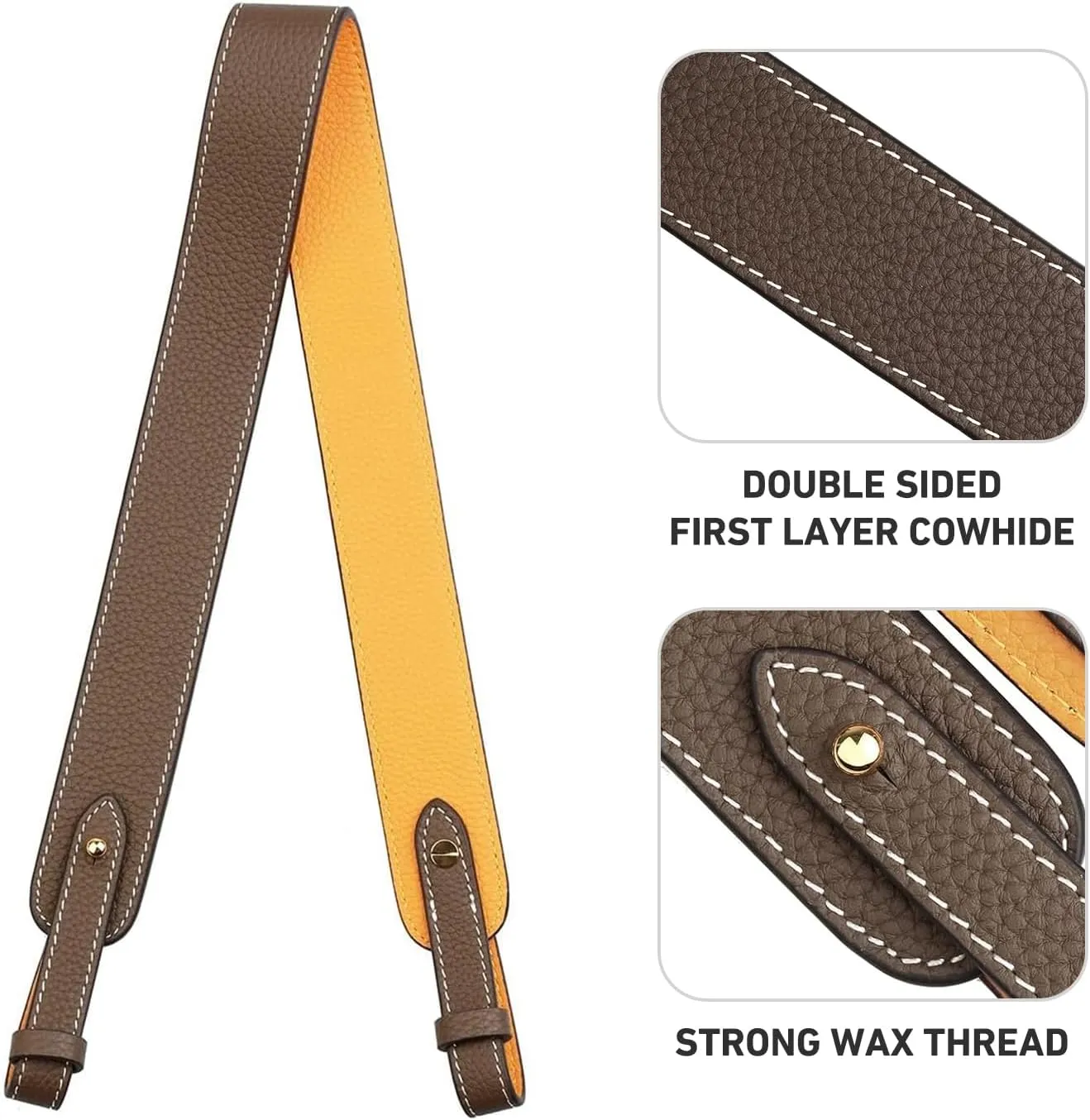 jiesinlov Genuine Leather Shoulder Bag Straps Replacement for Picotin Handbags (Gold Taupe&Yellow-L)