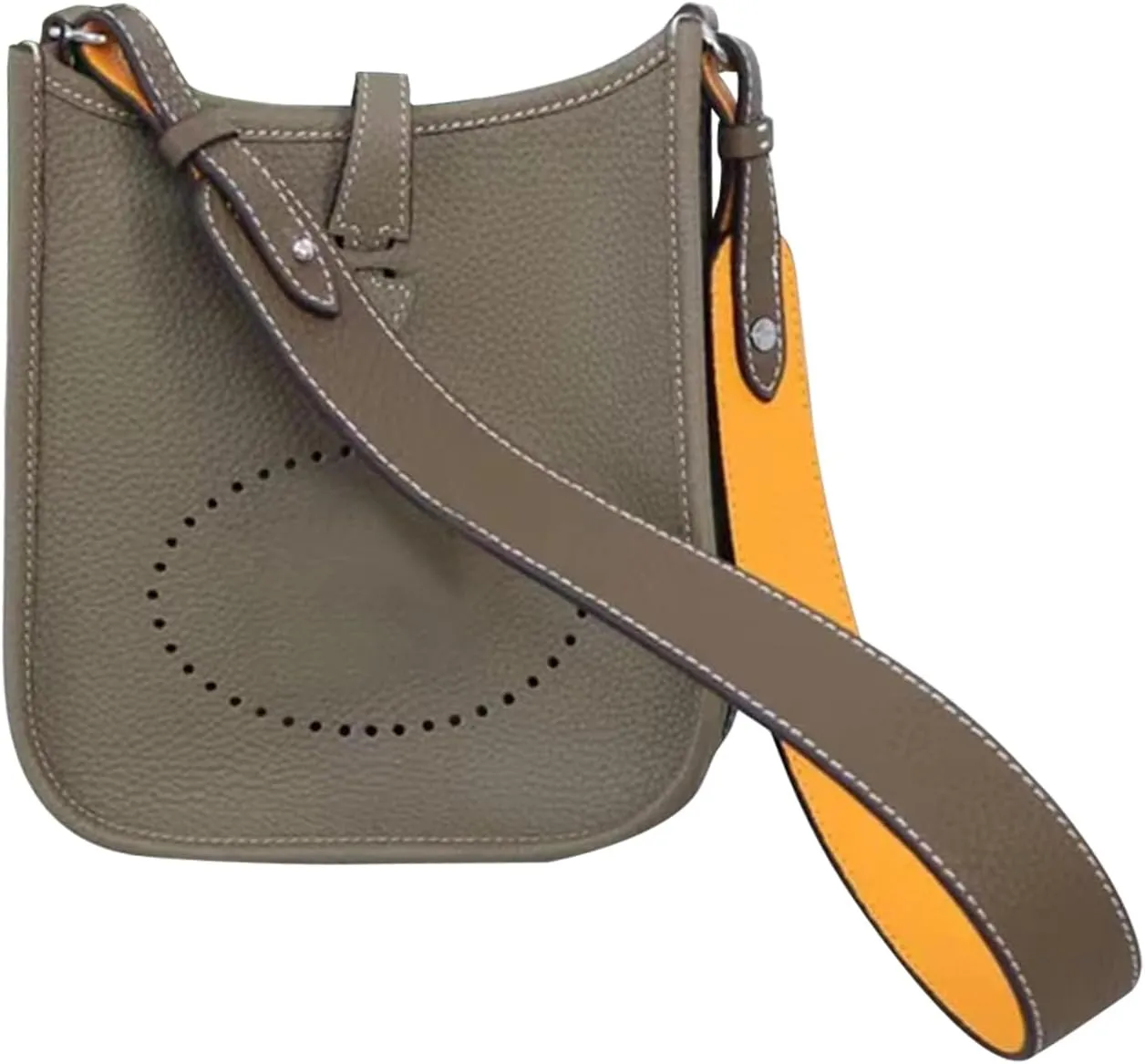 jiesinlov Genuine Leather Shoulder Bag Straps Replacement for Picotin Handbags (Gold Taupe&Yellow-L)