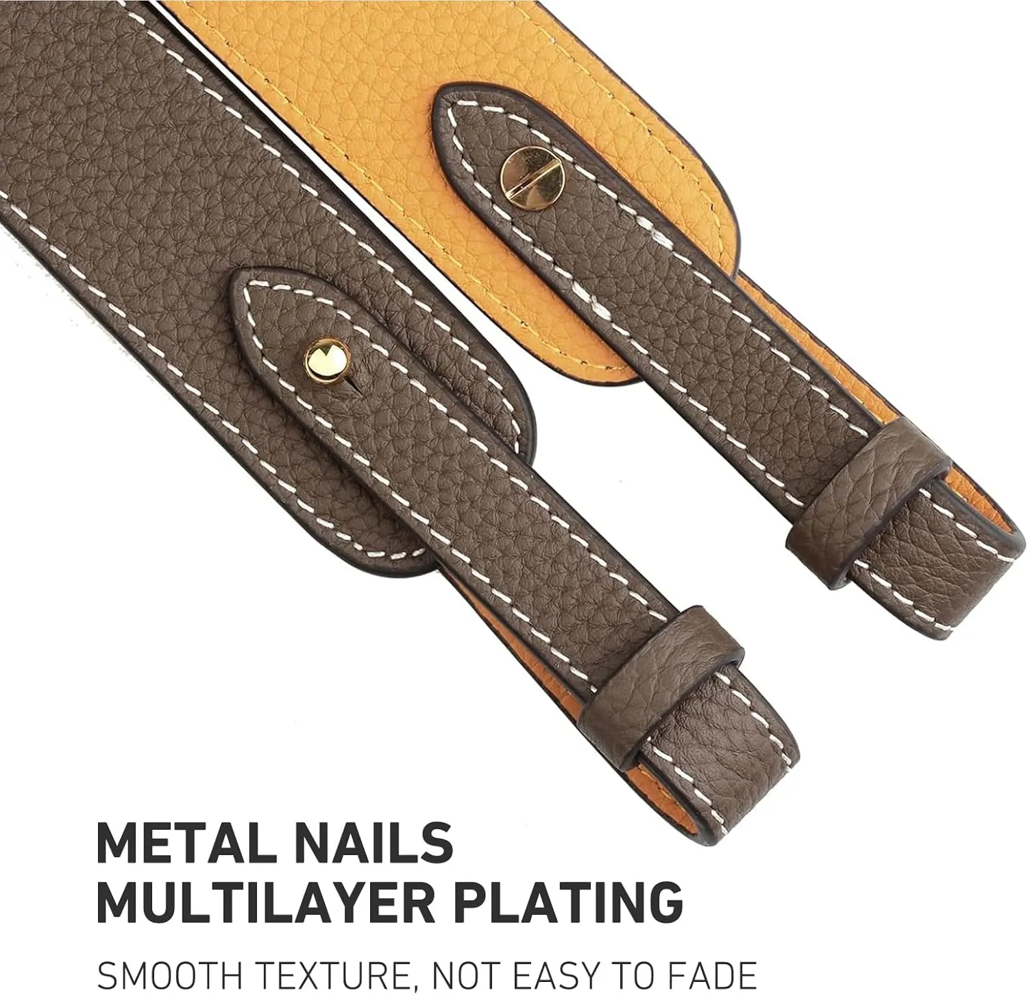 jiesinlov Genuine Leather Shoulder Bag Straps Replacement for Picotin Handbags (Gold Taupe&Yellow-L)