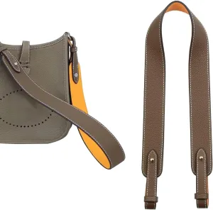 jiesinlov Genuine Leather Shoulder Bag Straps Replacement for Picotin Handbags (Gold Taupe&Yellow-L)