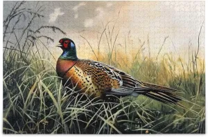 Jigsaw Puzzle Pheasant Grassland Nature for Adults 1000 Pieces, Impossible Challenging Hard Difficult Puzzles for Adults Jigsaw Puzzles for Party Entertainment Family Games