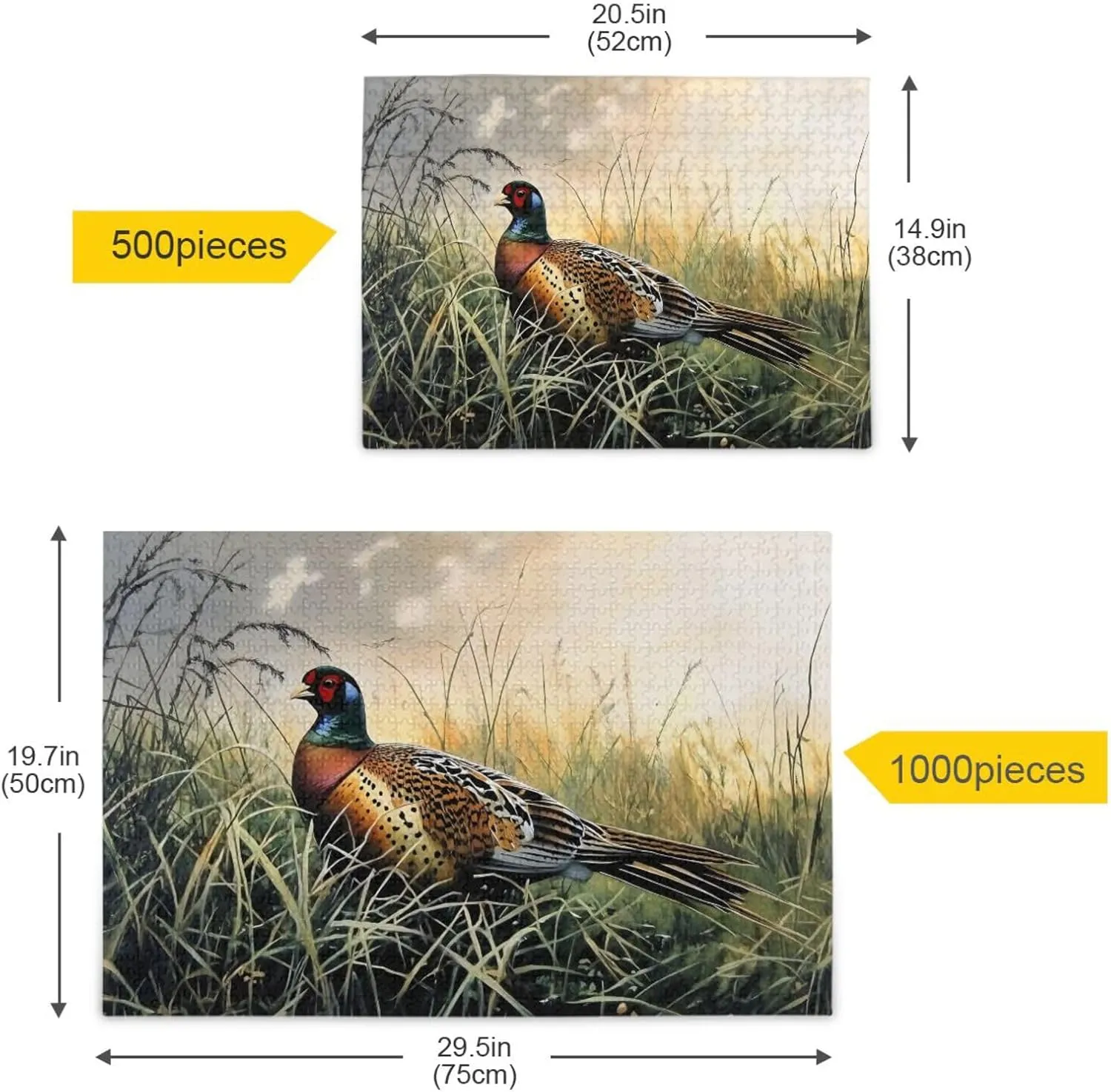 Jigsaw Puzzle Pheasant Grassland Nature for Adults 1000 Pieces, Impossible Challenging Hard Difficult Puzzles for Adults Jigsaw Puzzles for Party Entertainment Family Games