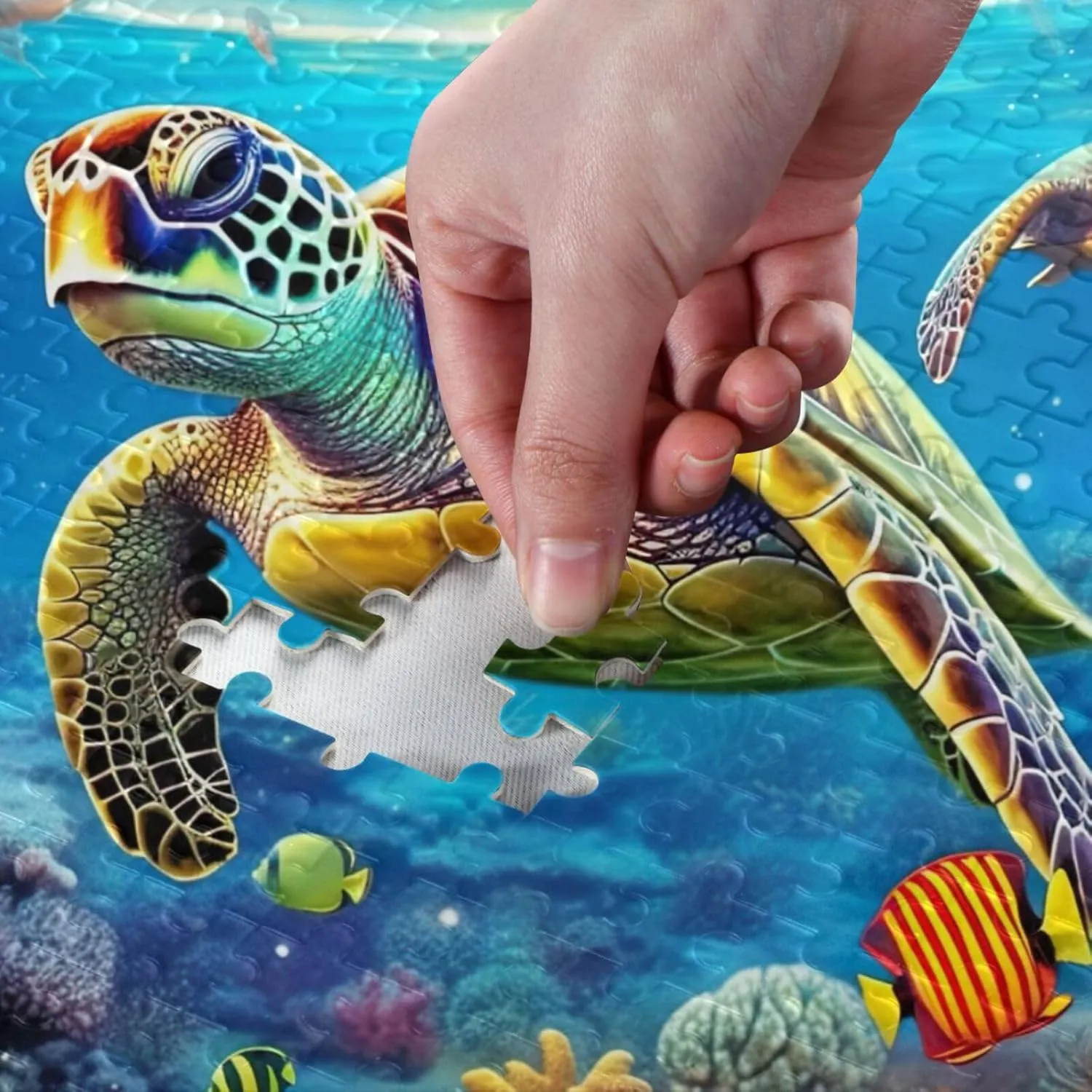 Jigsaw Puzzles 1000 Pieces for Adults Kids Underwater Sea Turtle Tropical Fish Game Artwork Toy Gifts 202A2181