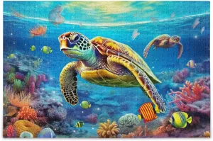 Jigsaw Puzzles 1000 Pieces for Adults Kids Underwater Sea Turtle Tropical Fish Game Artwork Toy Gifts 202A2181