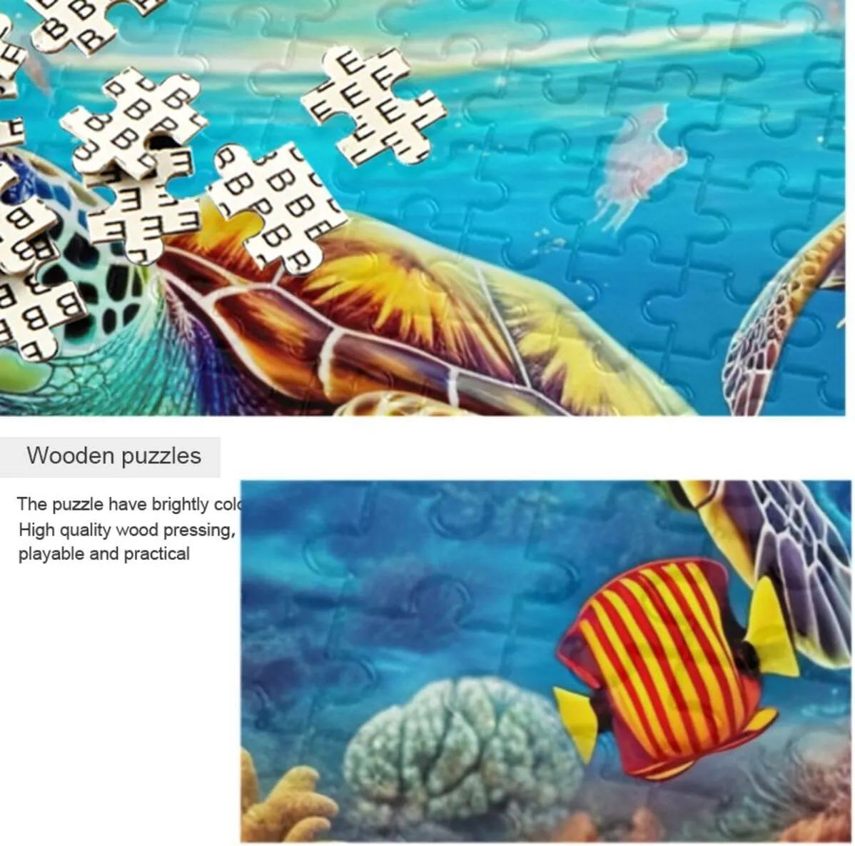 Jigsaw Puzzles 1000 Pieces for Adults Kids Underwater Sea Turtle Tropical Fish Game Artwork Toy Gifts 202A2181