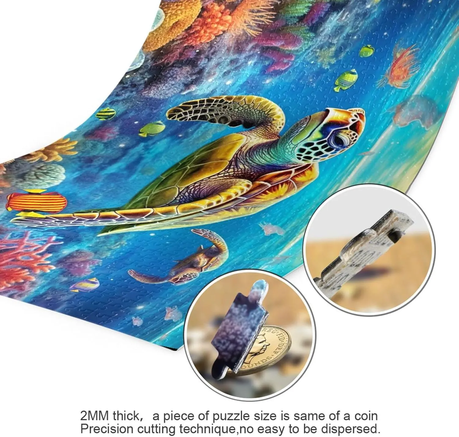 Jigsaw Puzzles 1000 Pieces for Adults Kids Underwater Sea Turtle Tropical Fish Game Artwork Toy Gifts 202A2181