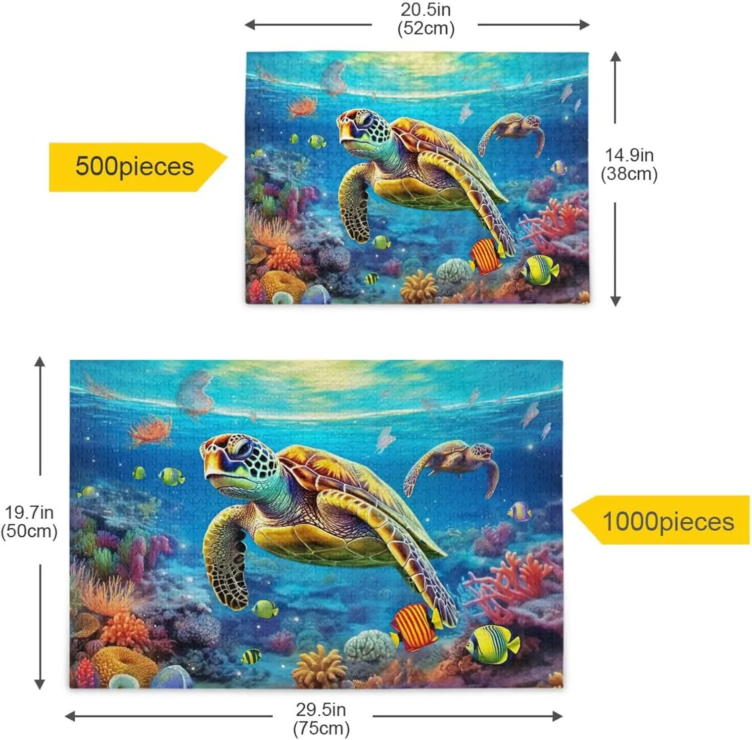 Jigsaw Puzzles 1000 Pieces for Adults Kids Underwater Sea Turtle Tropical Fish Game Artwork Toy Gifts 202A2181