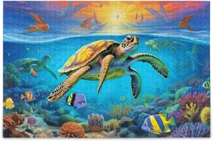 Jigsaw Puzzles 1000 Pieces for Adults Kids Underwater Sea Turtle Tropical Fish Game Artwork Toy Gifts 202A2185
