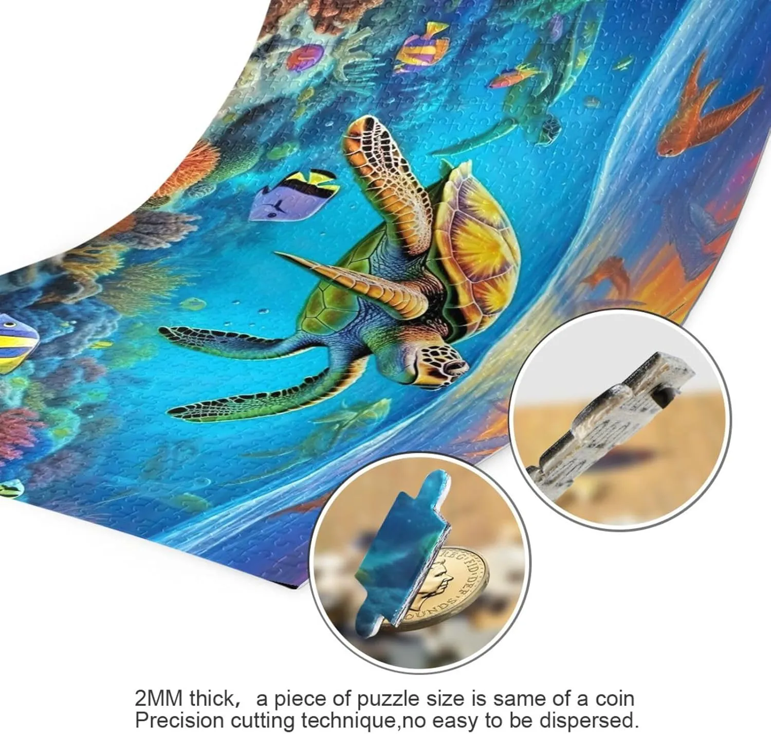 Jigsaw Puzzles 1000 Pieces for Adults Kids Underwater Sea Turtle Tropical Fish Game Artwork Toy Gifts 202A2185