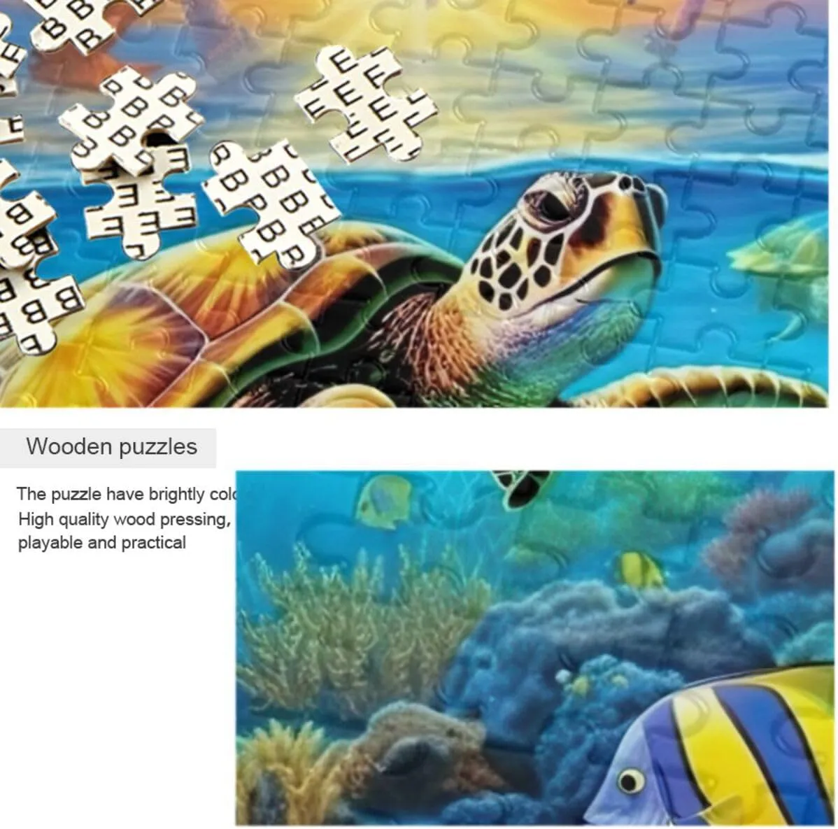 Jigsaw Puzzles 1000 Pieces for Adults Kids Underwater Sea Turtle Tropical Fish Game Artwork Toy Gifts 202A2185