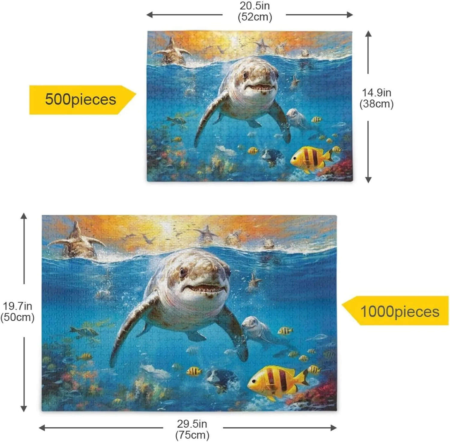 Jigsaw Puzzles 500 Pieces for Adults Kids Shrak Fish Undersea Educational Fun Family Game 202A2175