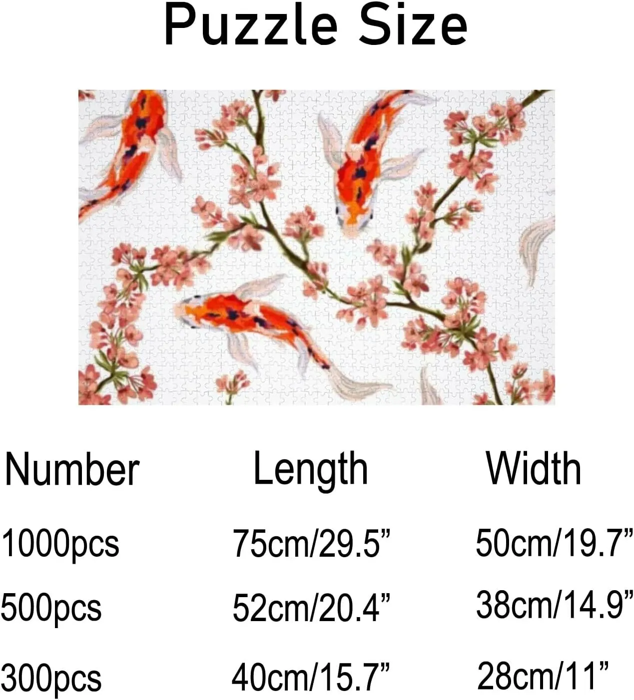 Jigsaw Puzzles Floral Hand Drawn Koi Fish Toy Kid Educational Games Brain Challenge Adults Art DIY Child Leisure Game Suitable Family Friends 1000PCS