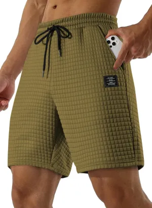 JMIERR Mens Sweat Shorts Casual Stretch Elastic Waist Waffle Workout Gym Short 7 inch Inseam Running Short with Pocket