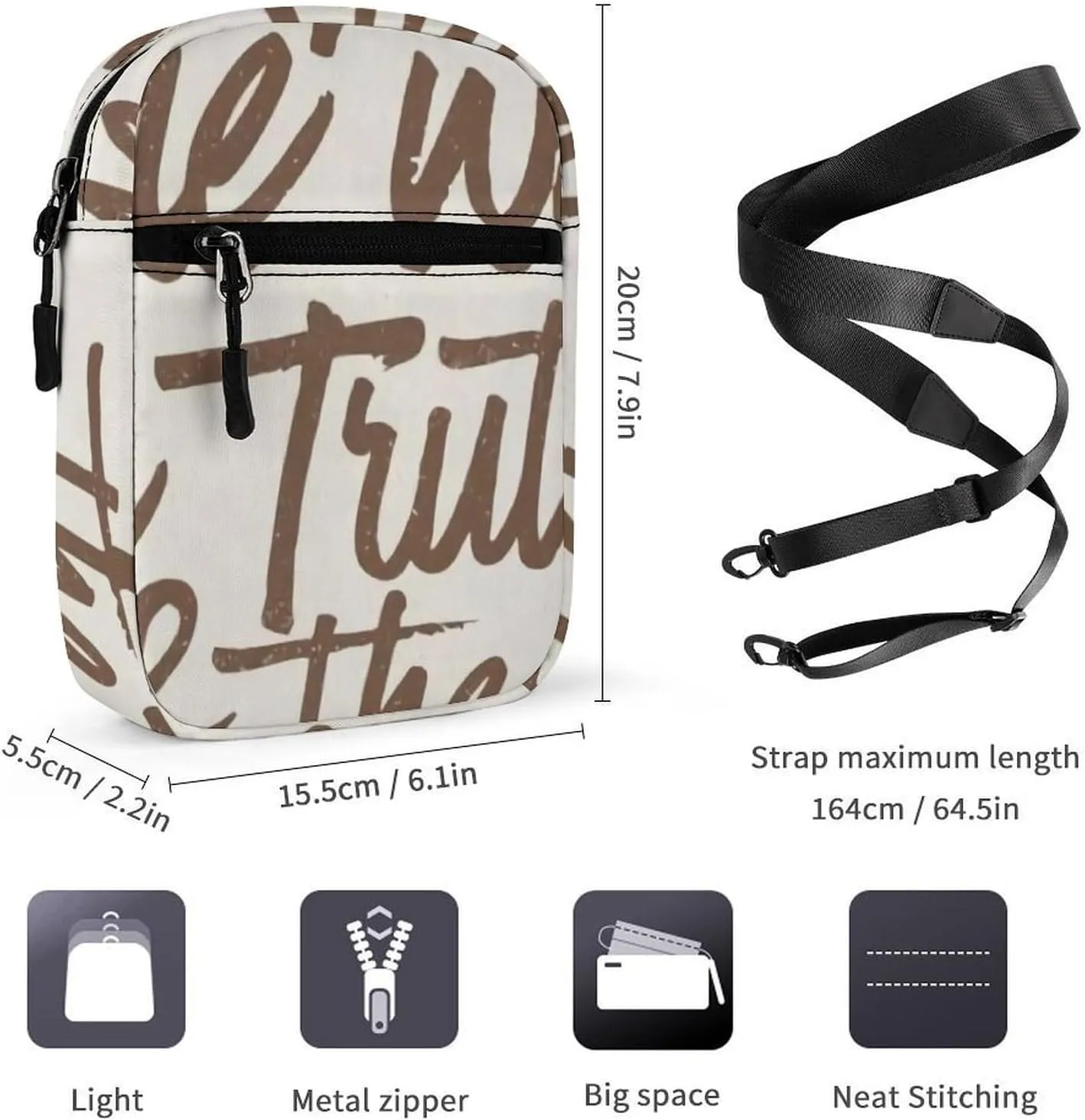 John I Am The Way The Truth And The Life Crossbody Bag Small Shoulder Bag Waterproof, Lightweight And Convenient