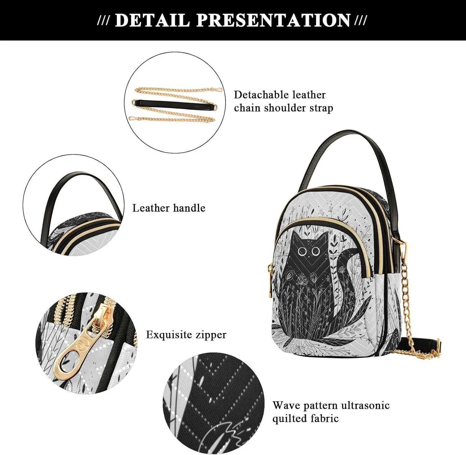 JSTEL Small Crossbody Bag for Women with Compartments,Long Strap Crossbody Purse Polyester Phone Purse Wallet