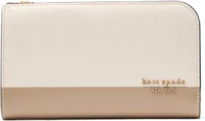 kate spade new york Devin Colorblocked Saffiano Leather Medium Bifold Wallet, Timeless Taupe Multi
