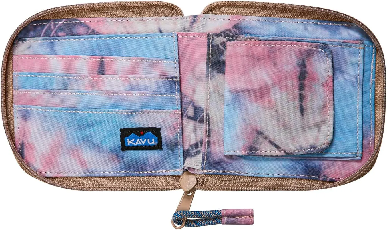 KAVU White Water Bifold Zip Wallet - Spiral Tie Dye