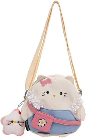 Kawaii Cute Cat Shaped Change Shoulder Bag, Japanese Cartoon Ketty Mini Leisure Handbag Pack, Animal Anime Bunny Satchel