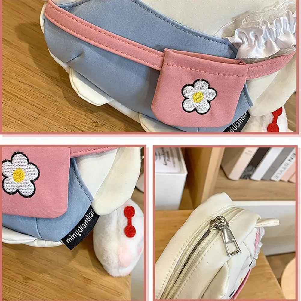 Kawaii Cute Cat Shaped Change Shoulder Bag, Japanese Cartoon Ketty Mini Leisure Handbag Pack, Animal Anime Bunny Satchel