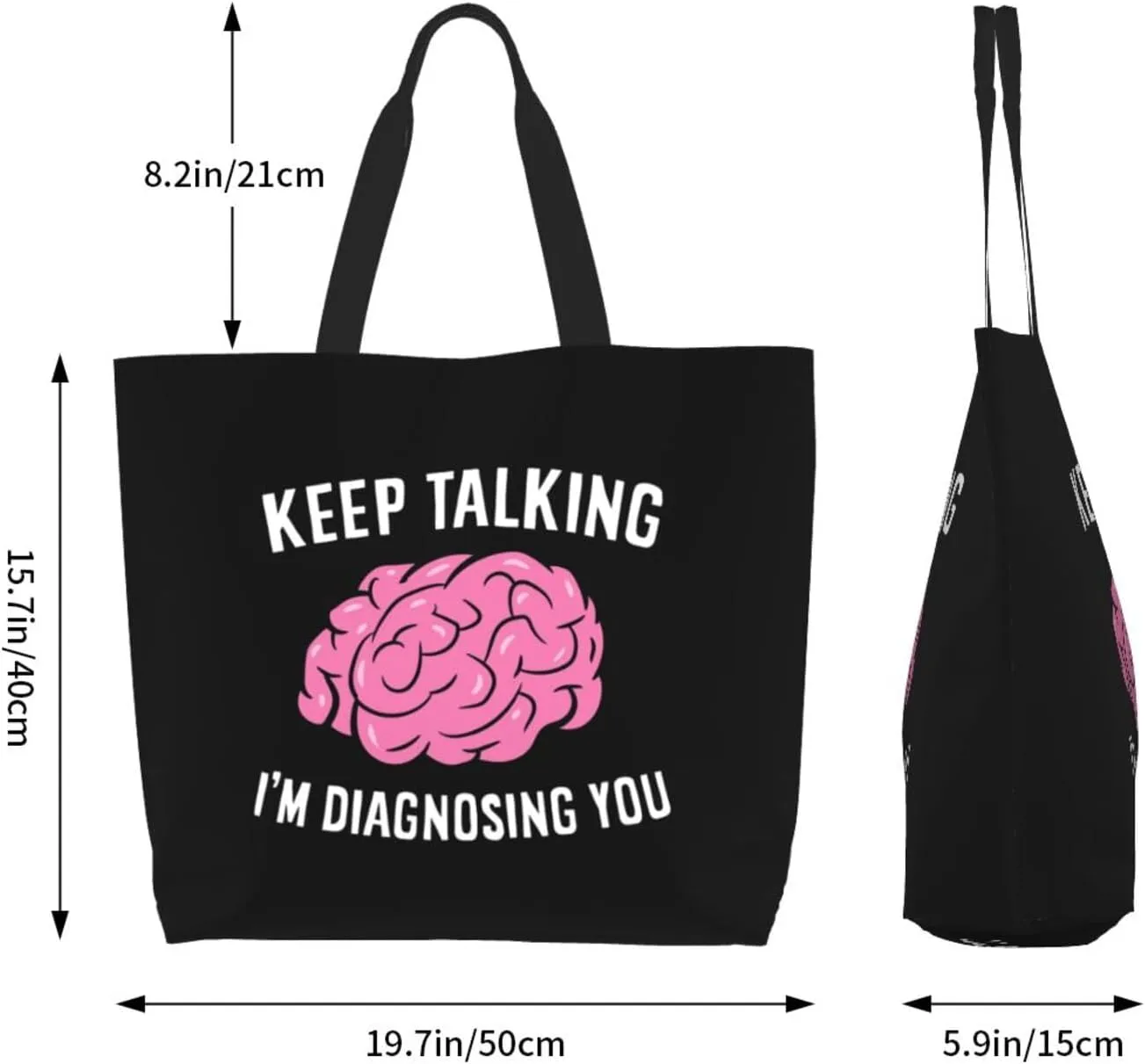 Keep Talking I'M Diagnosing You Women'S Lightweight Canvas Handbag Waterproof Reusable Shopping Bag
