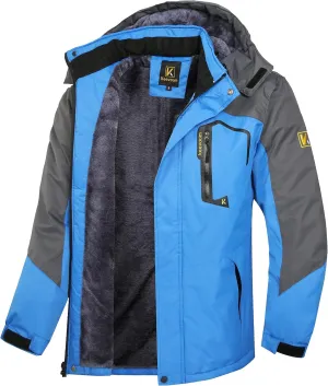 Keevoom Mens Winter Jackets Ski Snow Coats Warm Waterproof Hooded Raincoats Snowboarding Windproof Lined Windbreaker