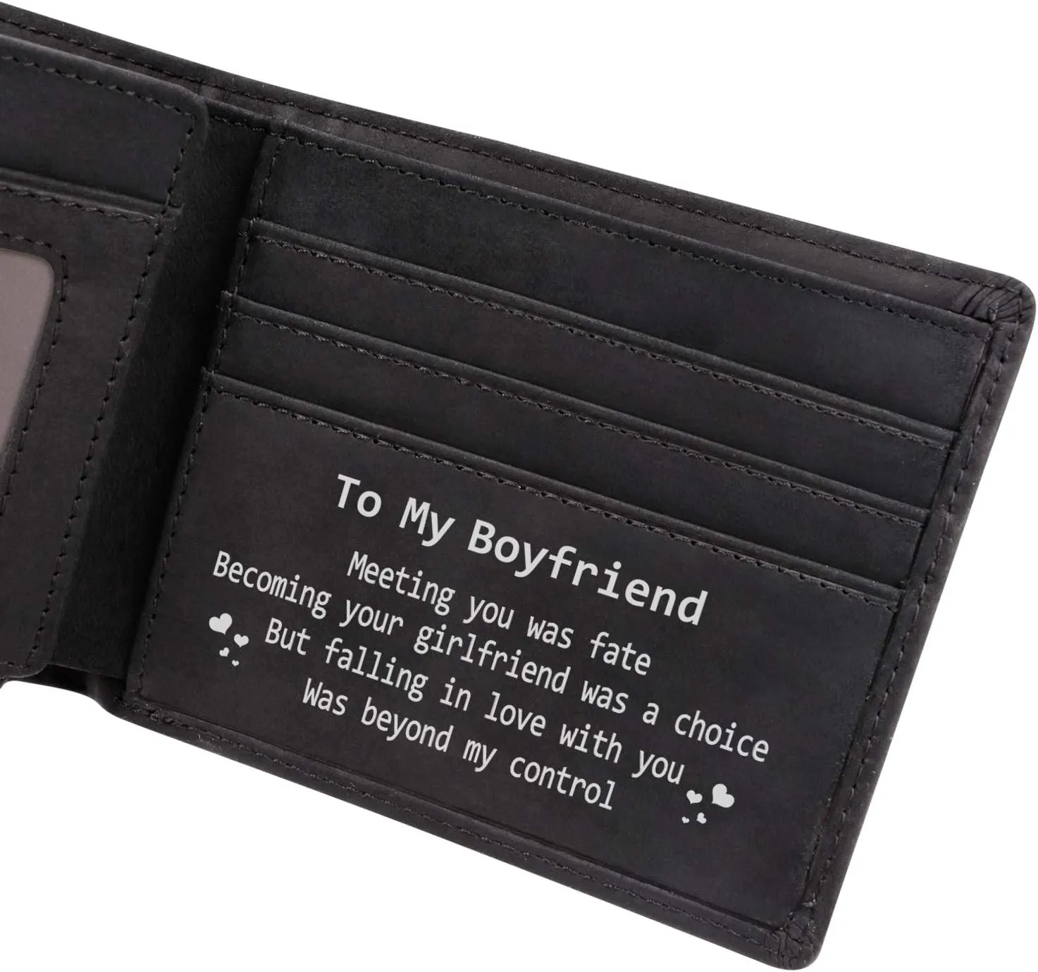 Kenon Personalized Leather Wallet For Boyfriend, Engraved RFID Blocking Bifold Stylish Brown Black Wallet For Boyfriend Valentine's Day Birthday Christmas Gifts