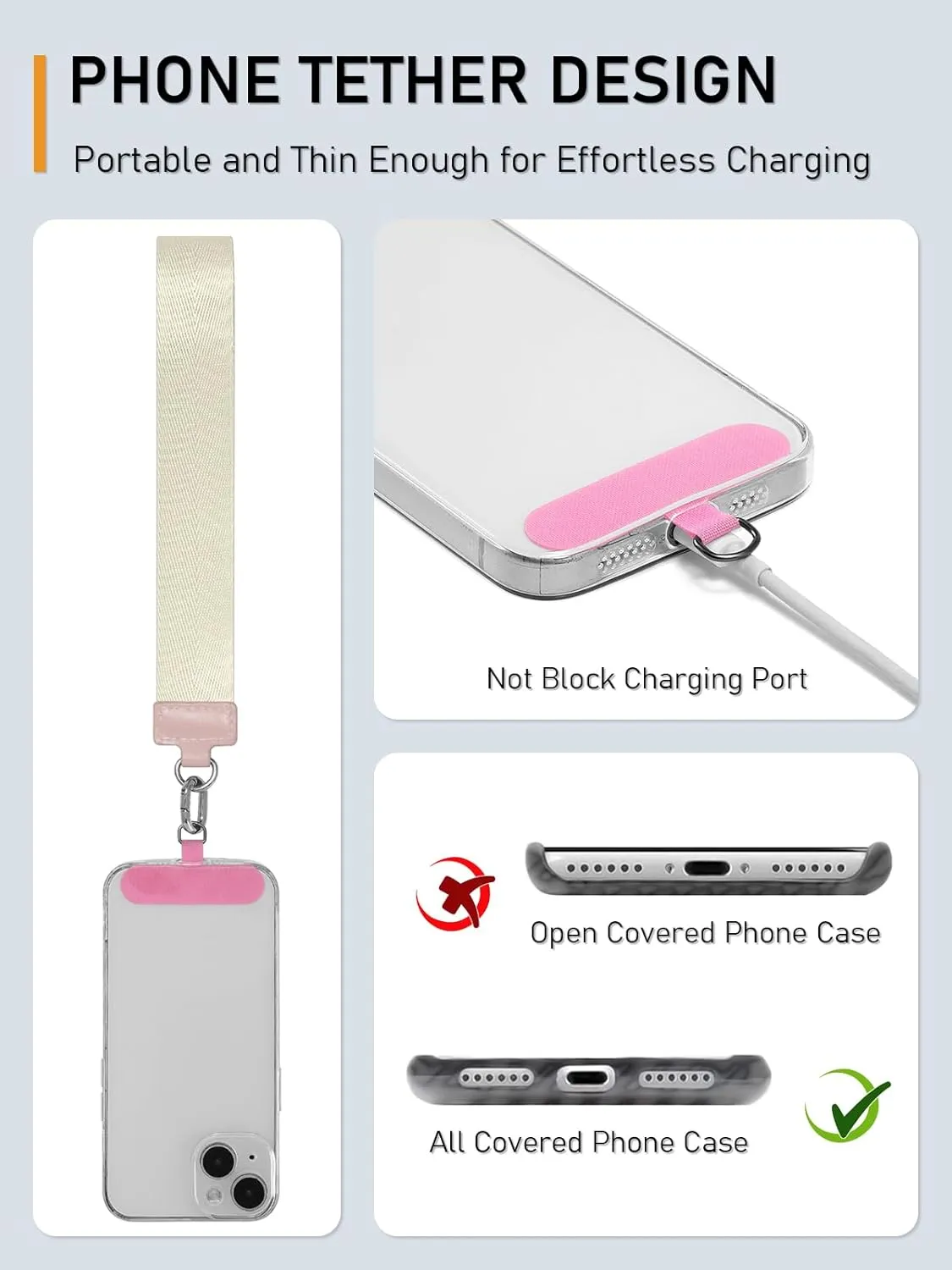 Keychain Wallet Mini Zip Around Dual Pouch Wristlet Detachable Coin Purse for Women and Men with Phone Tether Tab