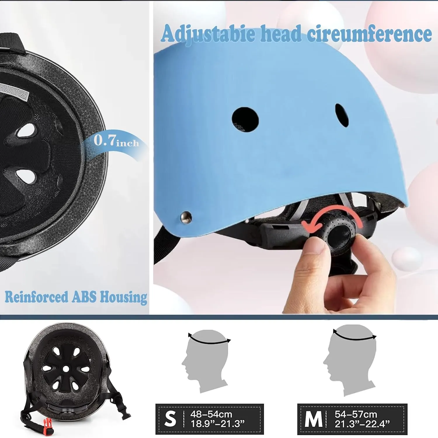 Kids Helmet,Toddler Skateboard Helmets for Ages 2-3-5-8-14 Years Boys Girls with Knee and Elbow Pads Wrist Guards fit Roller Skates,Skateboarding,Skating Scooter Adjustable Kids Helmet