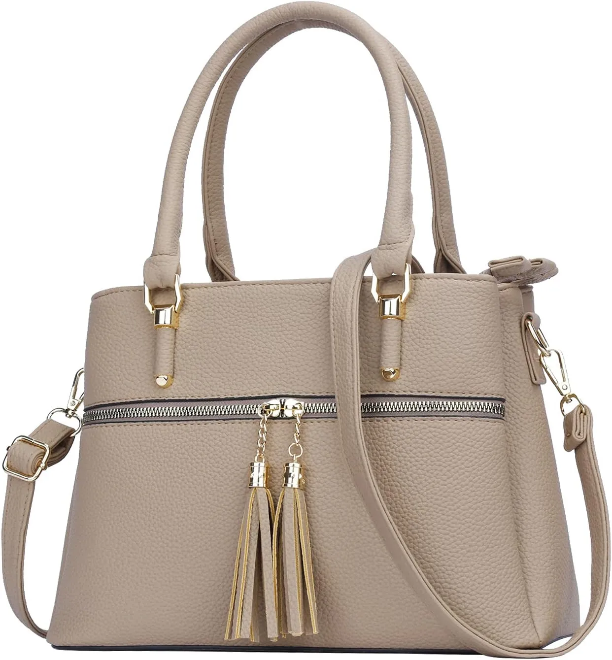 KKXIU Women Satchel Bags Handle Shoulder Handbags and Purses Pockets Zipper Leather Crossbody Bags