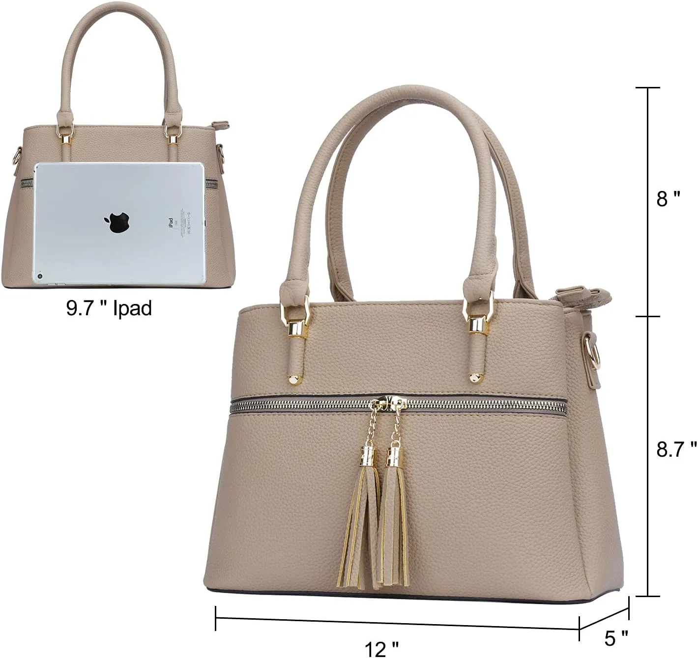 KKXIU Women Satchel Bags Handle Shoulder Handbags and Purses Pockets Zipper Leather Crossbody Bags