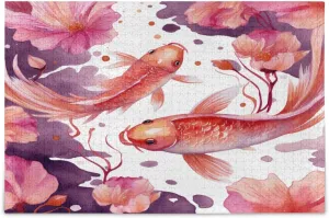 Koi Fish Jigsaw Puzzle for Kids Adults 1000 Piece Wooden Puzzle Educational Games Toy Gifts Home Decor