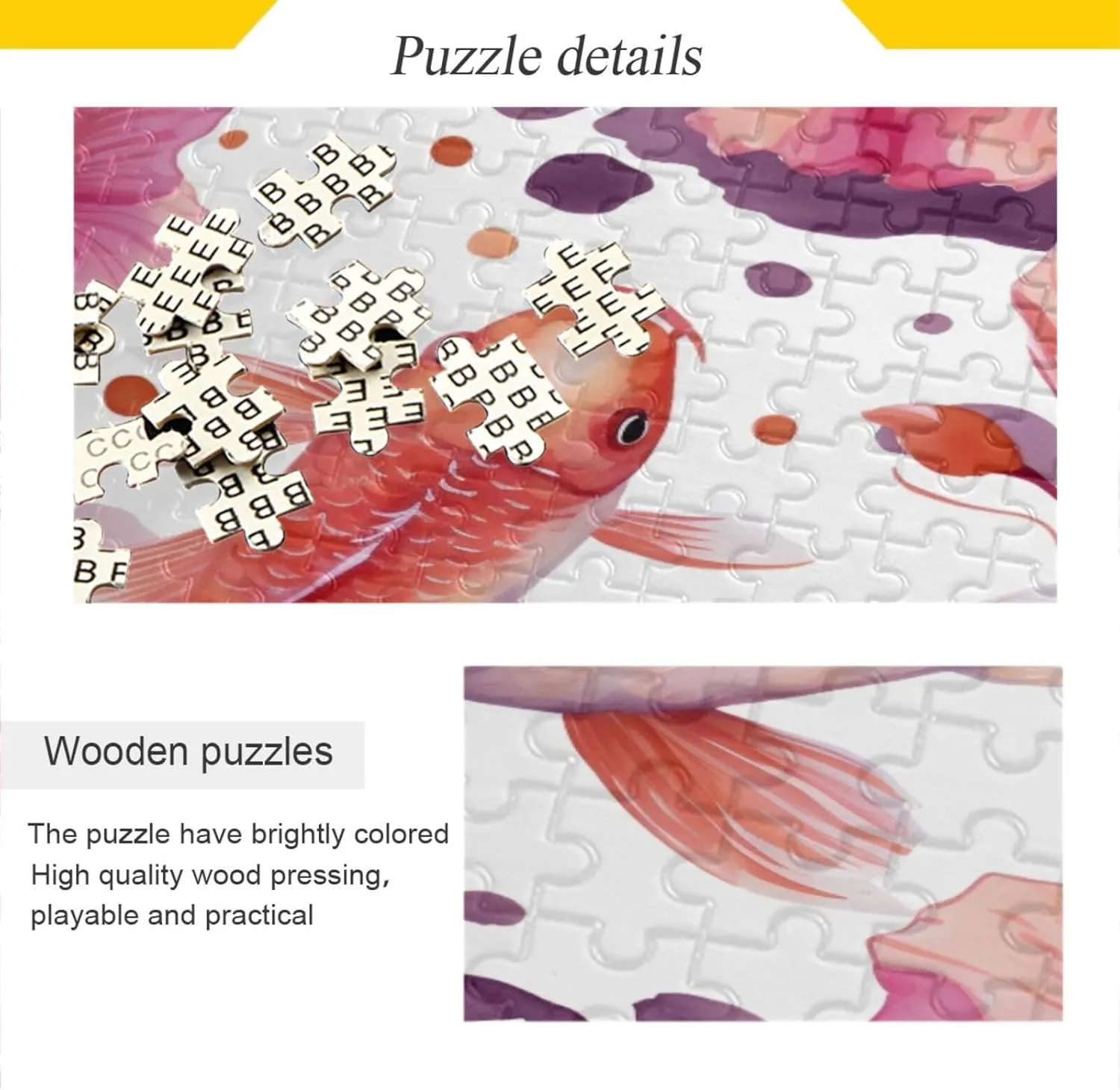 Koi Fish Jigsaw Puzzle for Kids Adults 1000 Piece Wooden Puzzle Educational Games Toy Gifts Home Decor