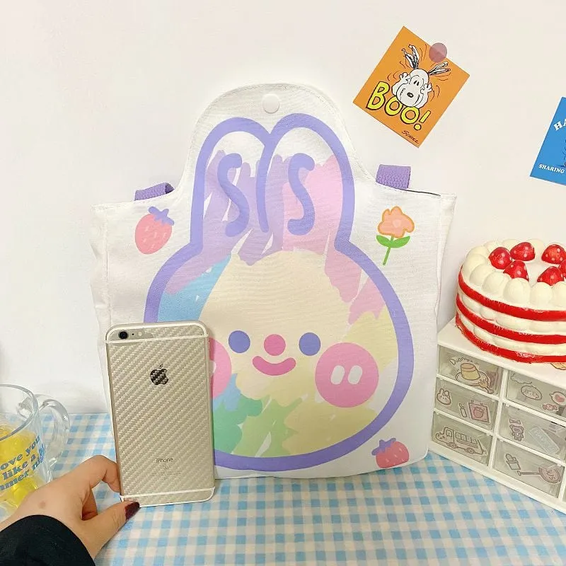 Korean Cartoon Rabbit Canvas Shoulder Bag