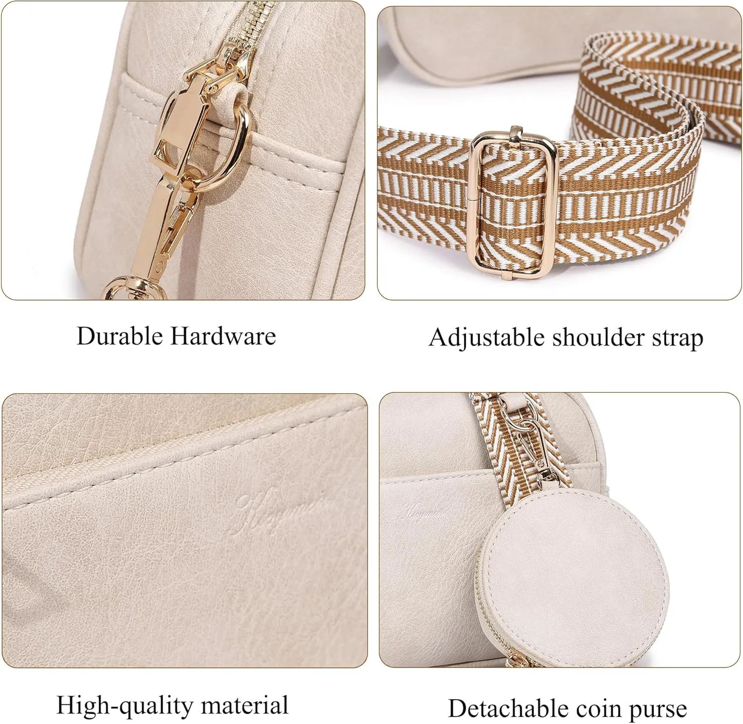 Kseymeir Small Shoulder Crossbody Bag for Women Vegan Leather Handbag Purse Triple Zip Wallet Purse Trendy Bag