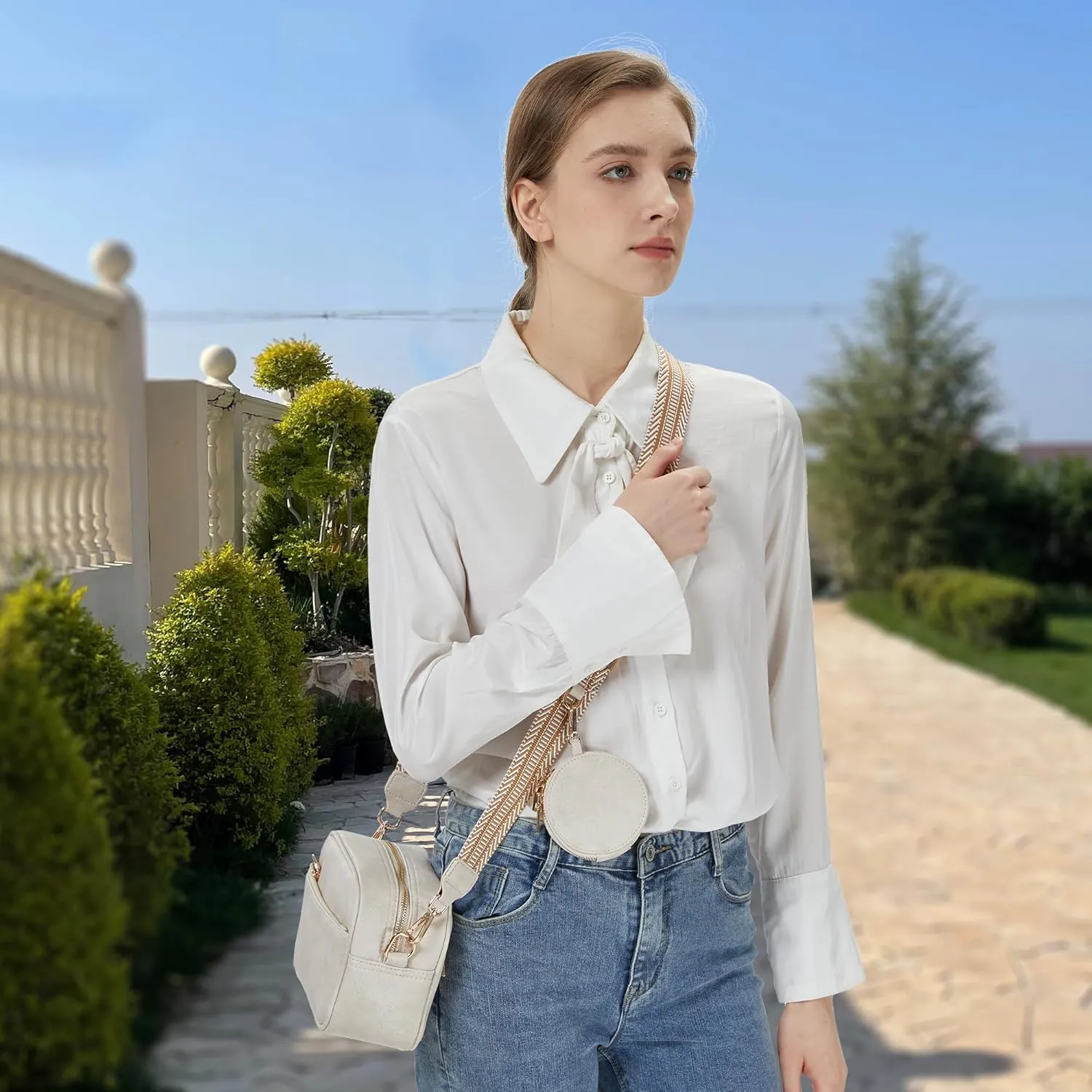 Kseymeir Small Shoulder Crossbody Bag for Women Vegan Leather Handbag Purse Triple Zip Wallet Purse Trendy Bag