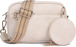 Kseymeir Small Shoulder Crossbody Bag for Women Vegan Leather Handbag Purse Triple Zip Wallet Purse Trendy Bag