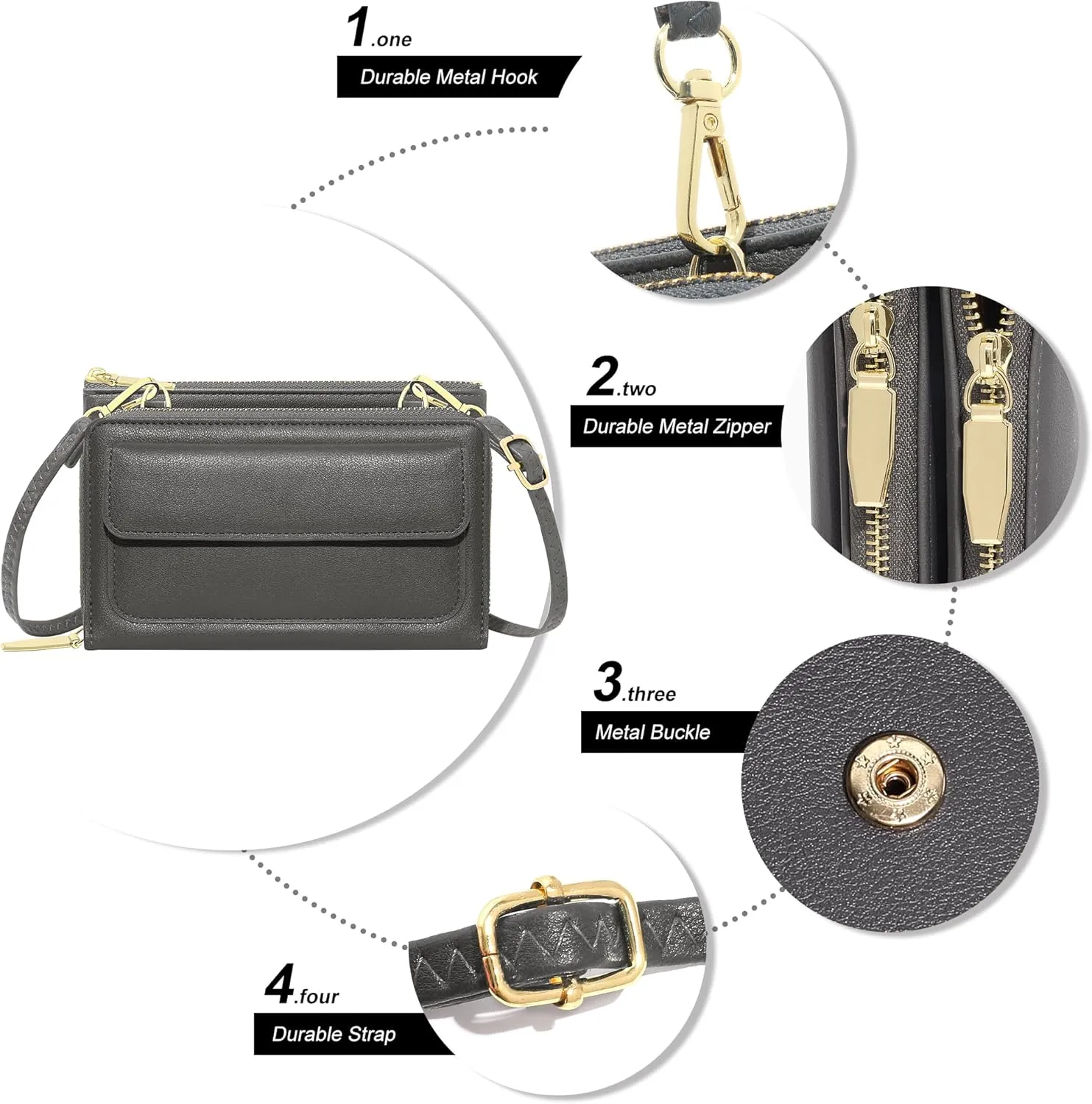 KUKOO Small Crossbody Bag for Women Cell Phone Wallet Purse Mini Shoulder Handbags with Card Slots