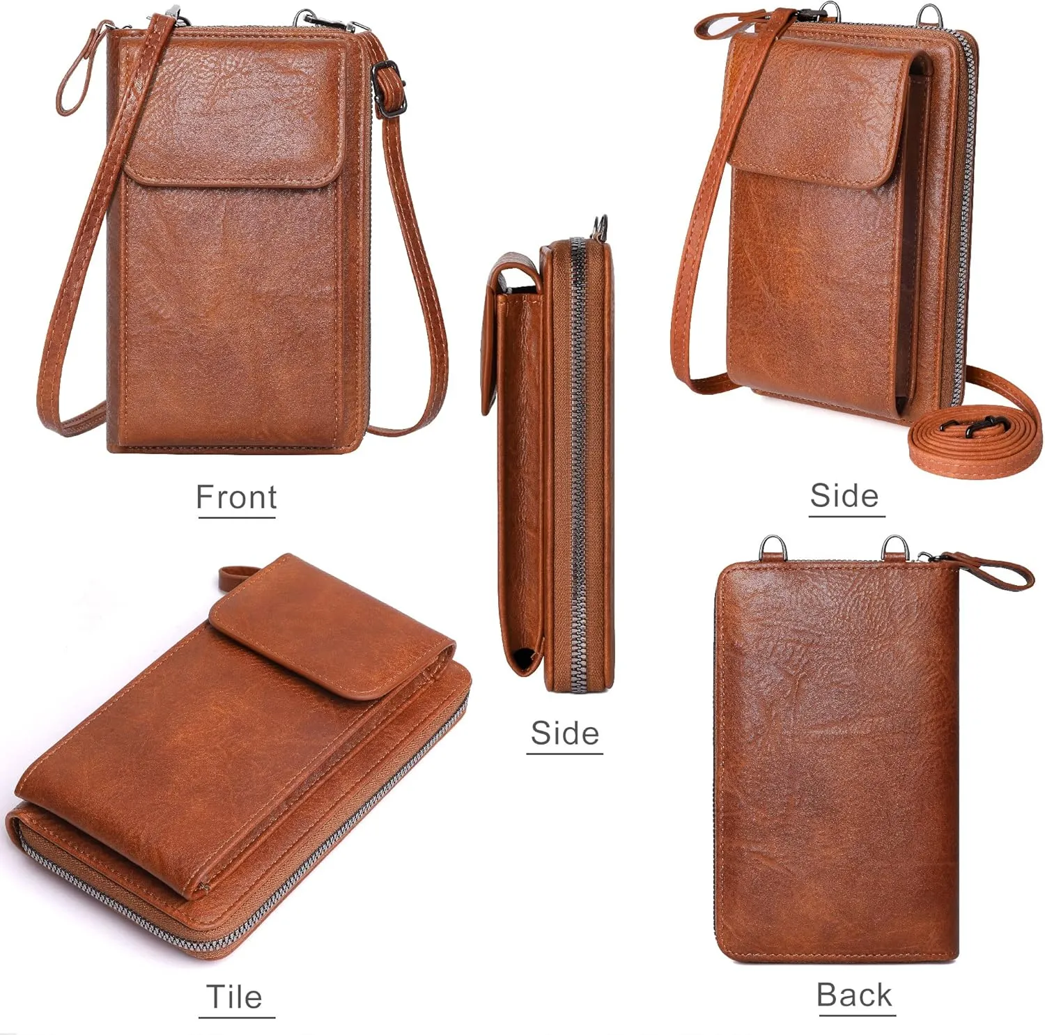 KUKOO Small Crossbody Bags for Women PU Leather Cell Phone Purse Wallet with Credit Card Slots