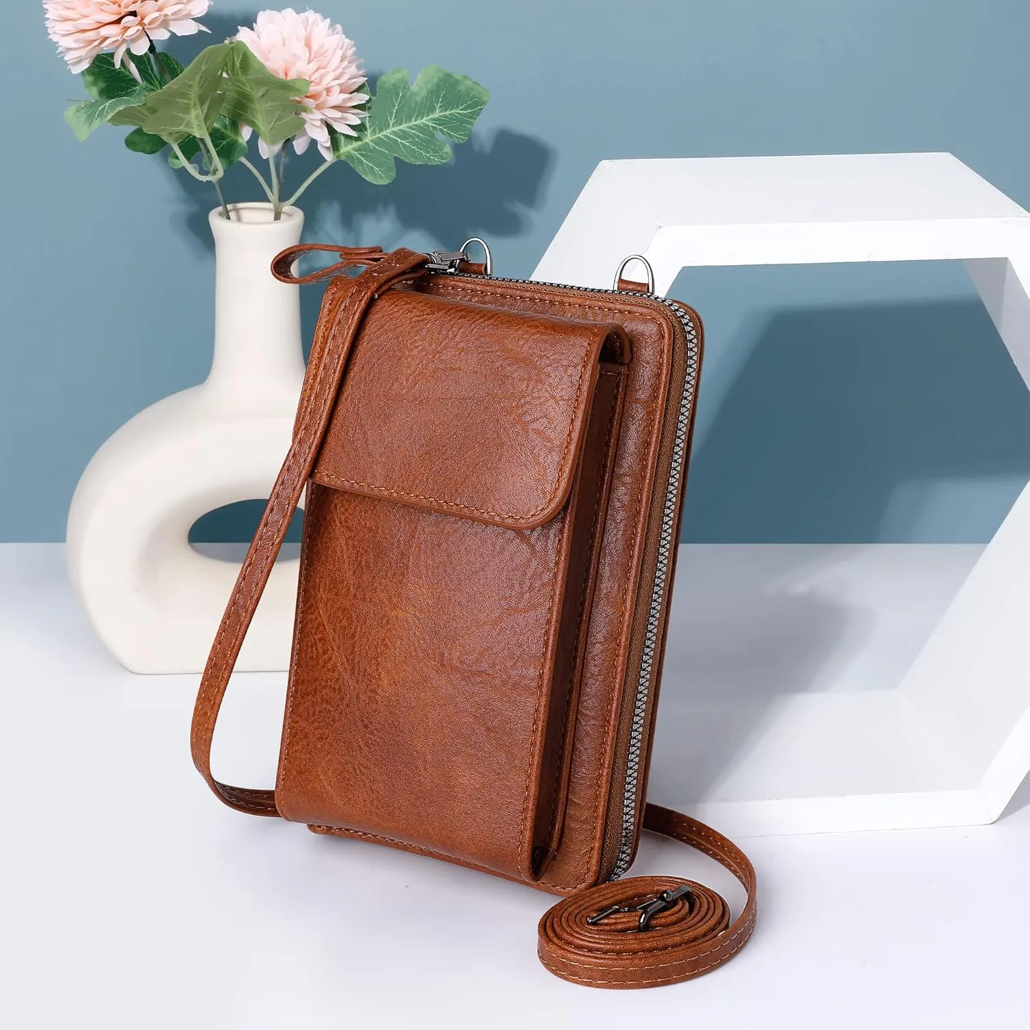 KUKOO Small Crossbody Bags for Women PU Leather Cell Phone Purse Wallet with Credit Card Slots