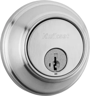 Kwikset 817 Deadbolt Lock, Satin Chrome Round Exterior Keyed Front Entry Door, Pick Resistant SmartKey Rekey Security, Single Cylinder Dead Bolt