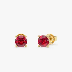 Lab-Grown Round Ruby Stud Earrings, Carmine
