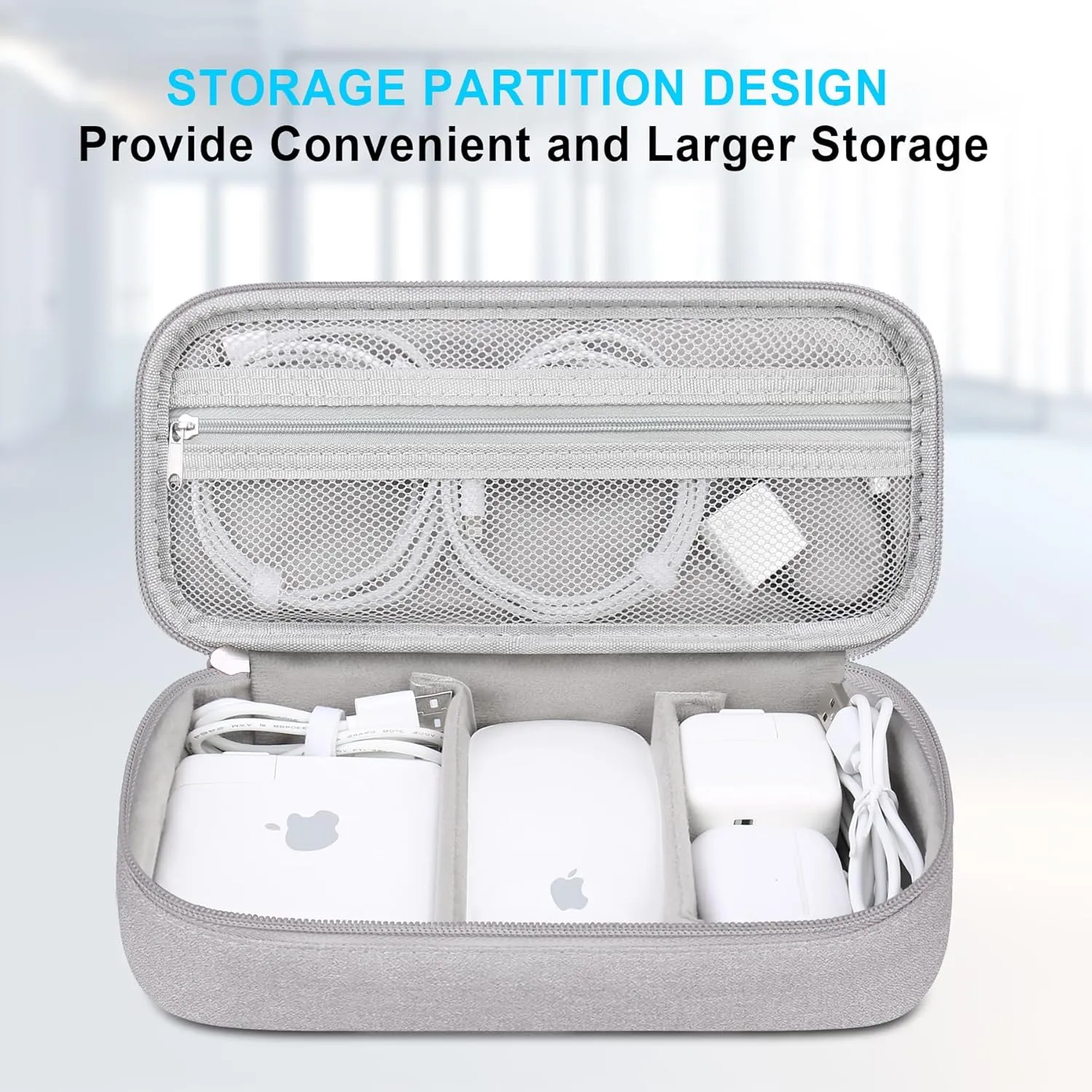 Lacdo Electronic Organizer Travel Cable Organizer Bag Pouch Tech Electronic Accessories Carry Case Portable Double Layers Charger Case for Cable, Cords, Charger, Earphone, Power Bank, Gray